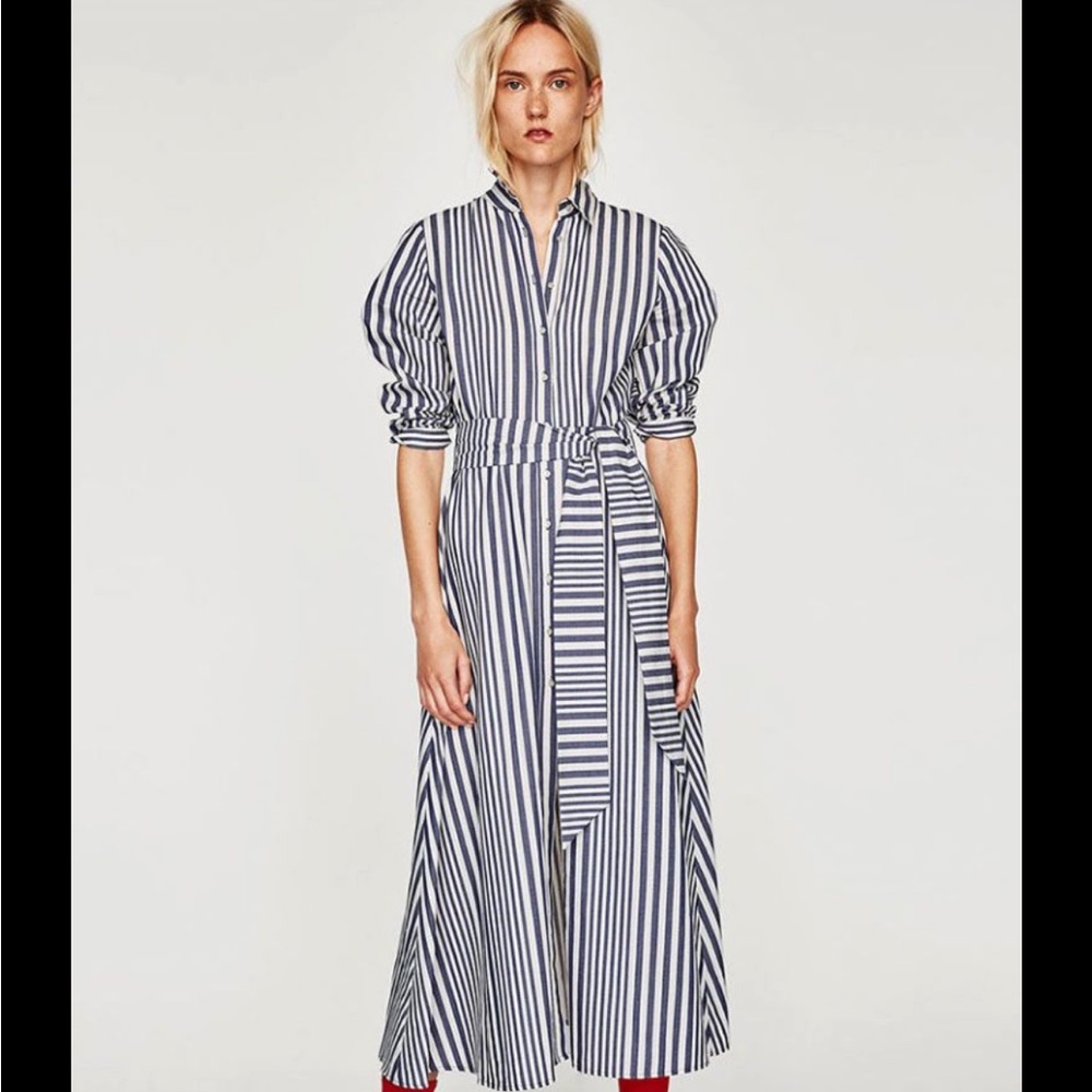Zara MIDI Srtiped T-shirt style dres